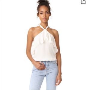 Alice + Olivia Monet Ruffled Silk Halter Top